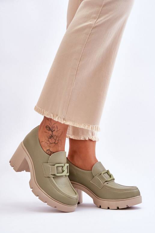 Eleganta stila apavi ar papēdi ar ornamentiem Zaļas krāsas Harmell