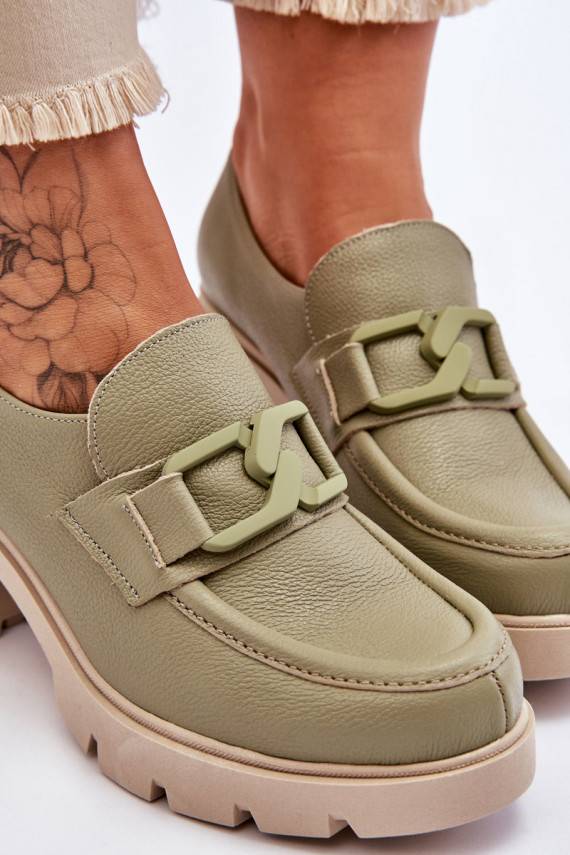 Eleganta stila apavi ar papēdi ar ornamentiem Zaļas krāsas Harmell