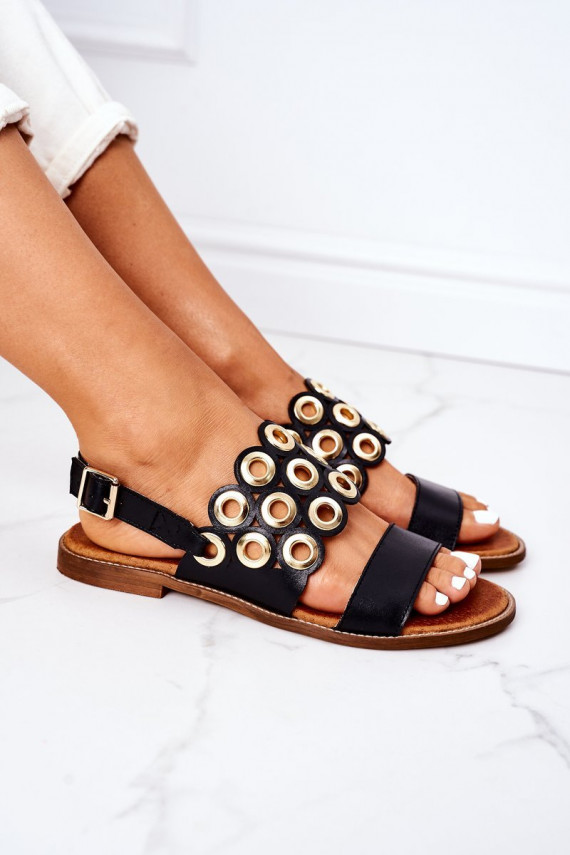 Dabīgas ādas Ažūra basenes  Shoes 3042 melnas krāsas