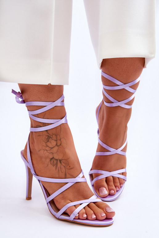   šņorējami sandales ar papēdi violetās krāsas Meya