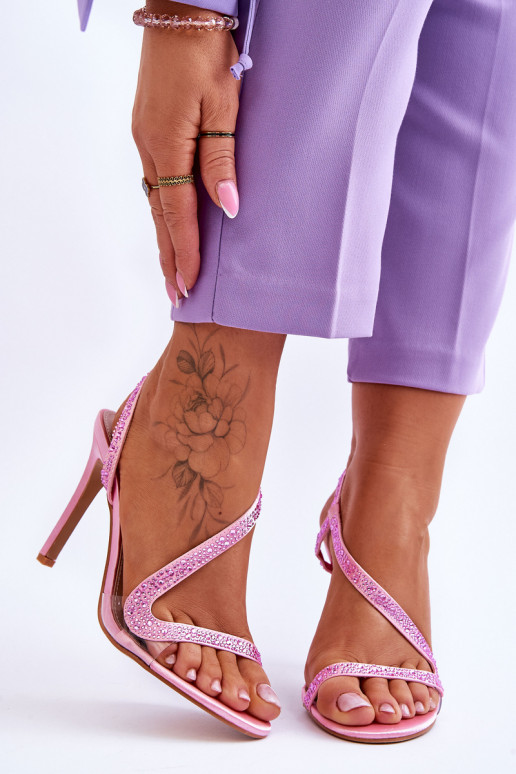 Eleganta stila  sandales ar papēdi Rozā krāsas Colima