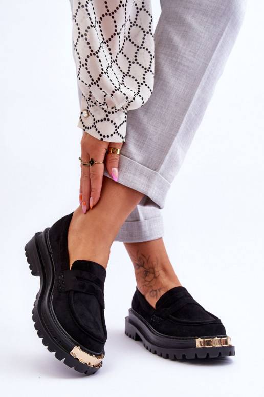 Klasiska modeļa zamšādas Mokasīni ar ornamentiem melnas krāsas Monaro Klasiska modeļa zamšādas Mokasīni ar ornamentiem melnas krāsas Monaro