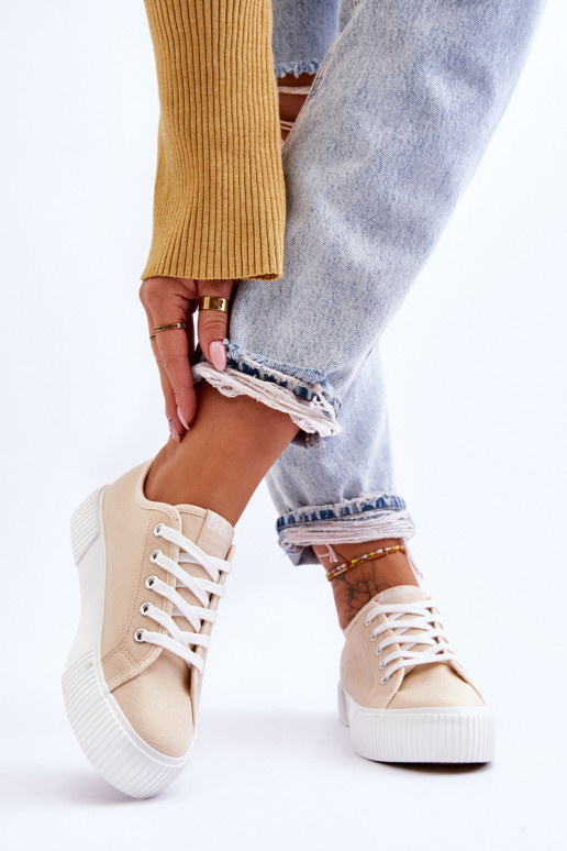 Ērtas brīvā laika kurpes ar platformu Lee Cooper LCW-23-31-1808L smilšu krāsas Ērtas brīvā laika kurpes ar platformu Lee Cooper LCW-23-31-1808L smilšu krāsas