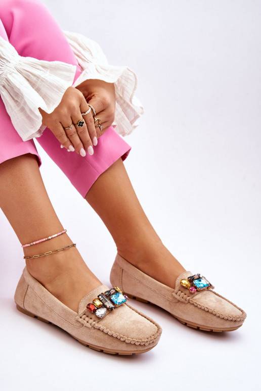   zamšādas Mokasīni ar mirdzošiem spīdumiem smilšu krāsas Lucille