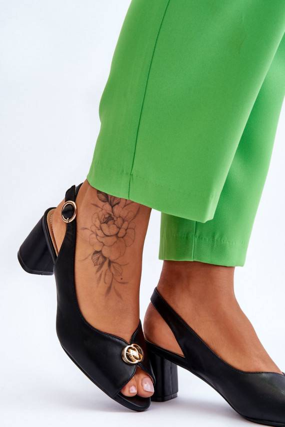 Stilīgasrnas Sieviešu basenes  ar papēdi melnas krāsas Hette