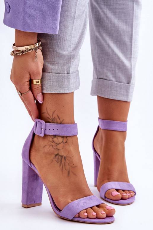 zamšādas sandales ar papēdi violetās krāsas Jacqueline