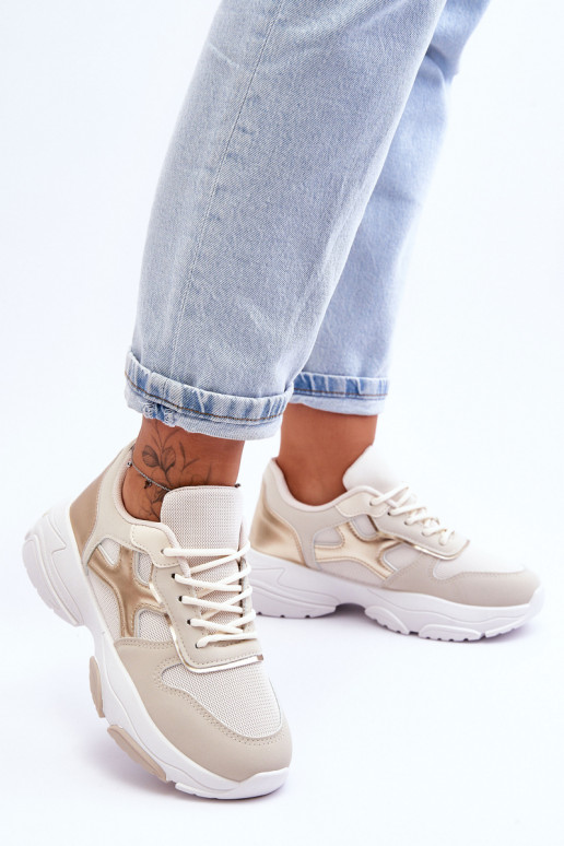   Sneakers modeļa apavi šņorējami smilšu krāsas-Zelta krāsas Cortes
