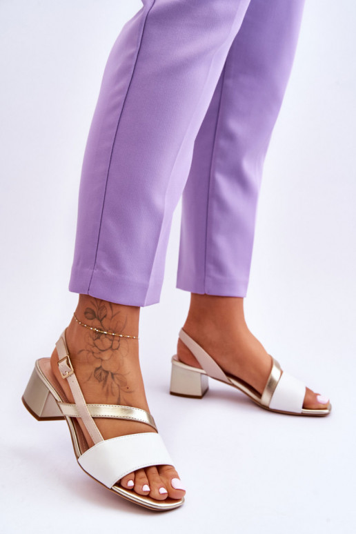 Sieviešu basenes  ar papēdi Sergio Leone SK826 Baltas-Zelta krāsas