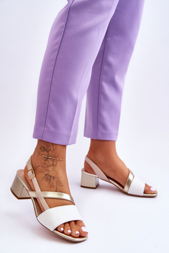 Sieviešu basenes  ar papēdi Sergio Leone SK826 Baltas-Zelta krāsas