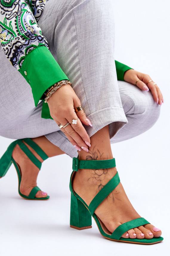   Zamšādas basenes ar papēdi Zaļas krāsas Lanes