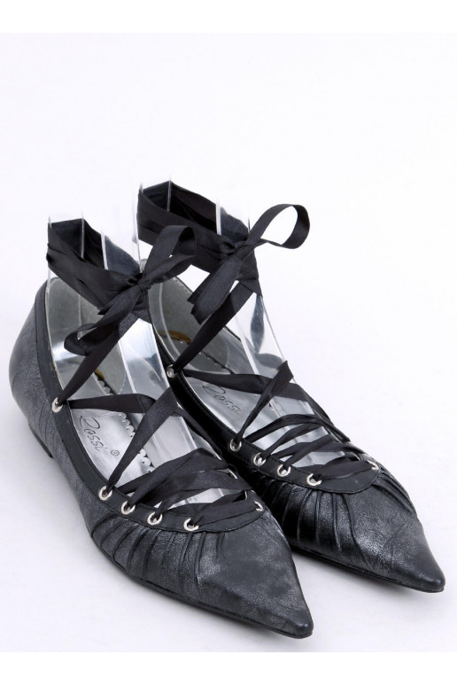 Balerīnas kurpes ar lentīti ap potīti 391029-2 Noir