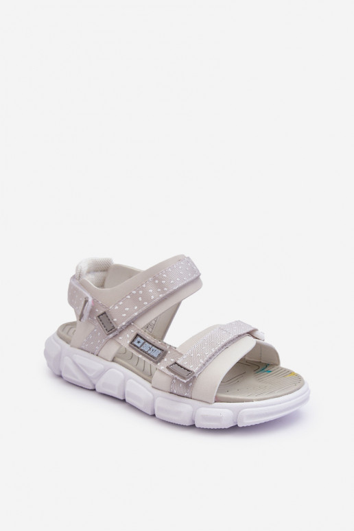 Bērnu sandales ar lipīgām aizdarēm Big Star LL374201 Baltas-Sudraba krāsas