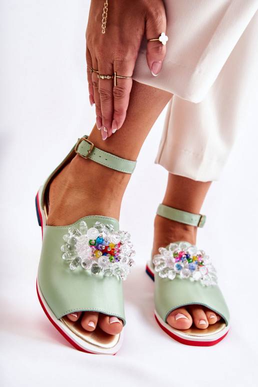 sandales ar ornamentiem Zaļas krāsas Nevassa