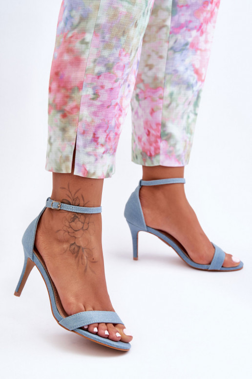 Auduma Klasiska modeļa sandales ar papēdi Zilas krāsas Tossa