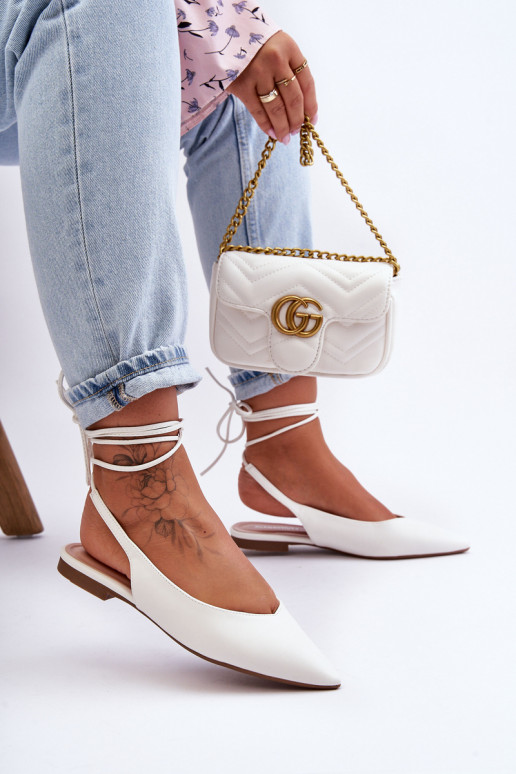   balerīnas ar bantītēm baltas krāsas Lilly Ann