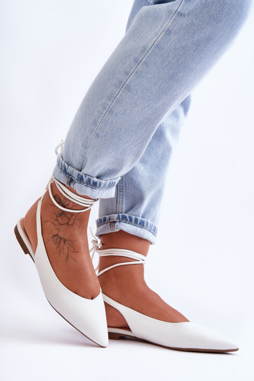   balerīnas ar bantītēm baltas krāsas Lilly Ann