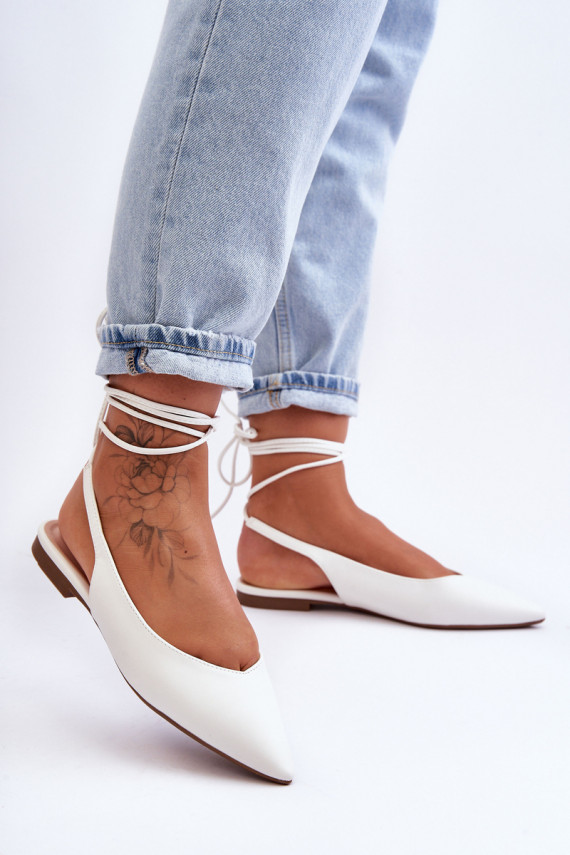   balerīnas ar bantītēm baltas krāsas Lilly Ann