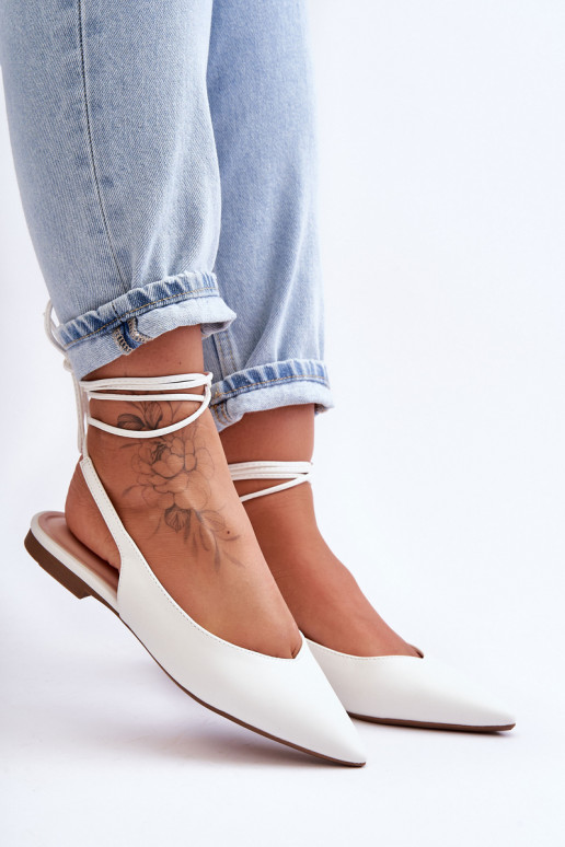   balerīnas ar bantītēm baltas krāsas Lilly Ann