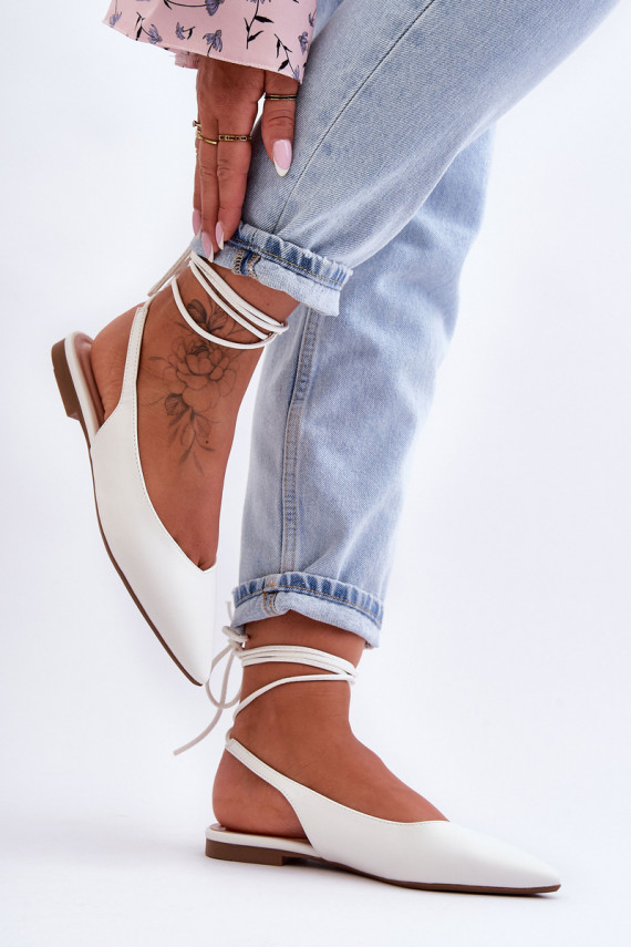   balerīnas ar bantītēm baltas krāsas Lilly Ann