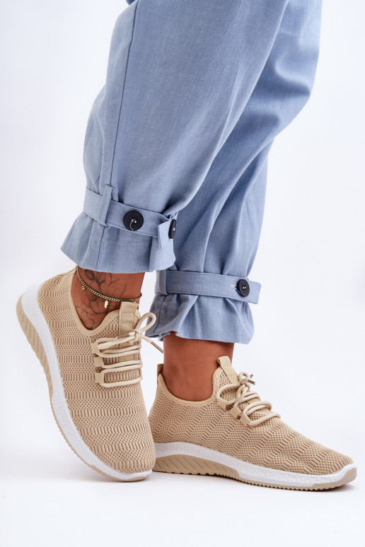 Klasiska modeļa Auduma  Sneakers modeļa apavi smilšu krāsas Gusto