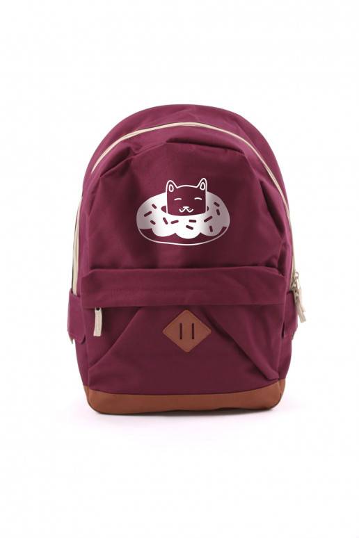 Mugursoma Retro Donut Cat bordo krāsa