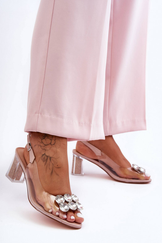sandales Caurspīdīgas ar papēdi Rozā krāsas S.Barski MR1037-43