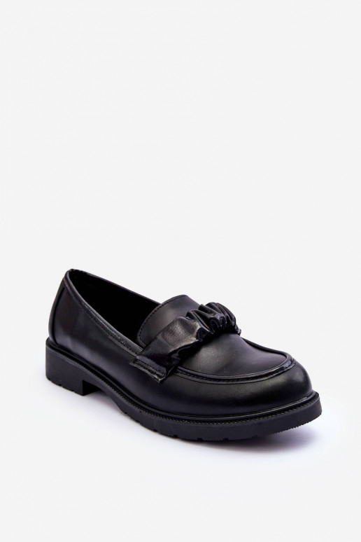   Mokasīni apavi ar platiem papēžiem melnas krāsas S.Barski HY335