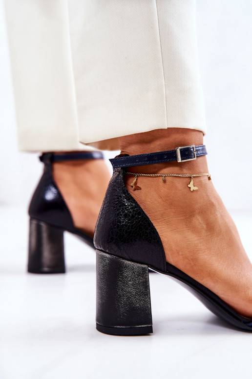   sandales ar papēdi -tumši zilas krāsas Lorene