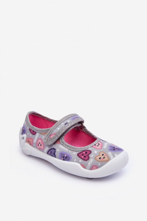 Bērnu čības/balerīnu kurpes Befado ar sirsniņām 114X516 Pelēkas krāsas