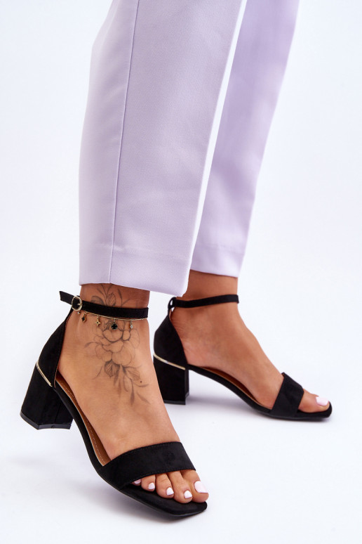 sandalesStabilnym Obcasie melnas krāsas Palermo sandalesStabilnym Obcasie melnas krāsas Palermo