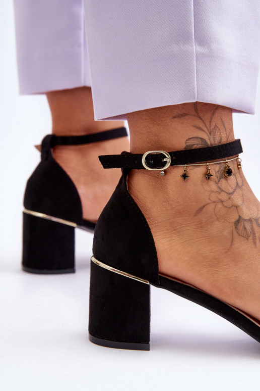 sandalesStabilnym Obcasie melnas krāsas Palermo sandalesStabilnym Obcasie melnas krāsas Palermo