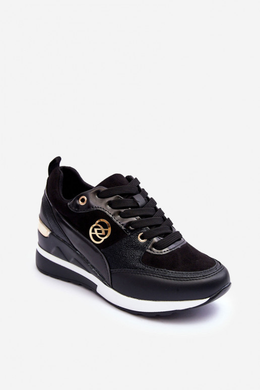 Šņorējamie sporta apavi ar platformu melnas krāsas Genova