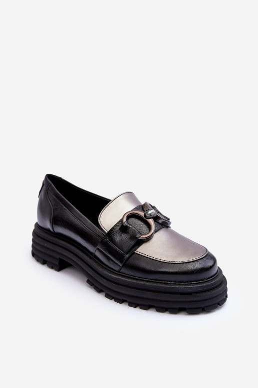 apavi Mokasīni     ar platiem papēžiem melnas krāsas Elkiza