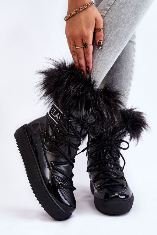   sniega apavi šņorējami melnas krāsas Santero