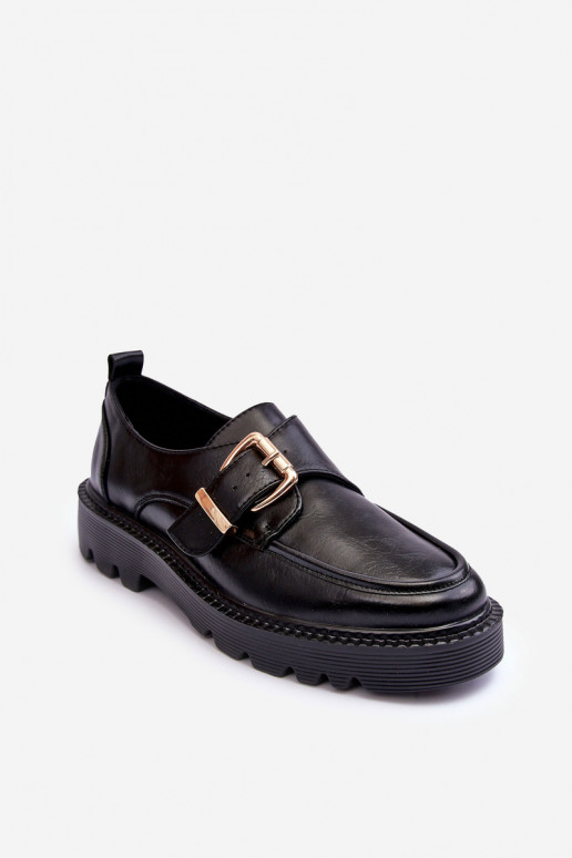   apavi ar platiem papēžiem ar sprādzēm melnas krāsas Meara