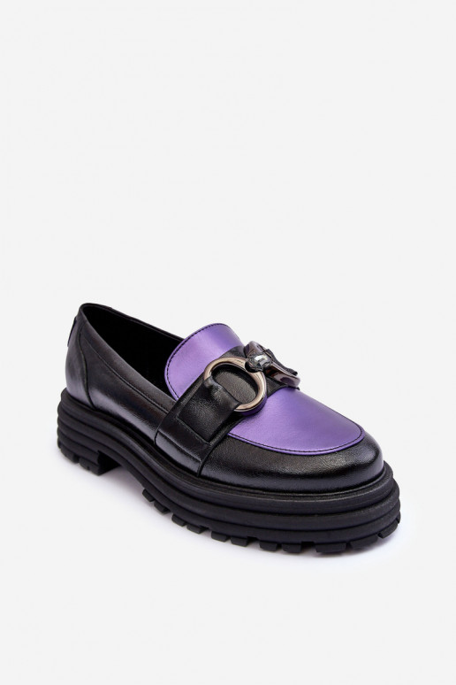 apavi Mokasīni     ar platiem papēžiem -Violeta krāsa Elkiza