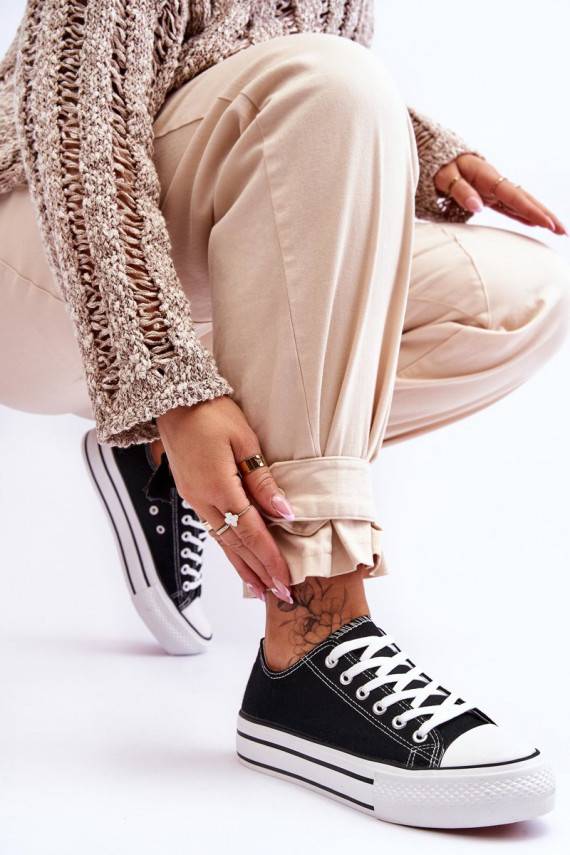 Sieviešu apavi ar platformu melnas krāsas Ember