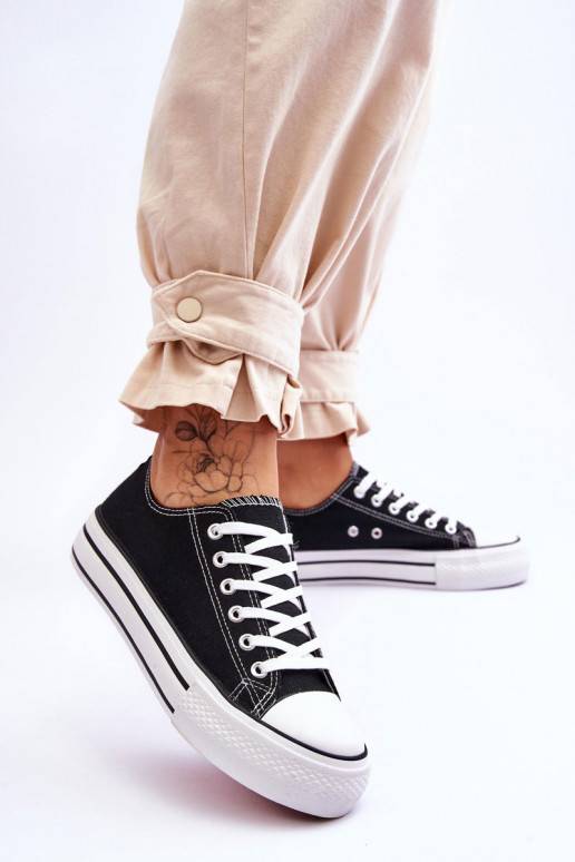 Sieviešu apavi ar platformu melnas krāsas Ember