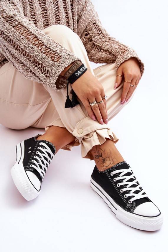 Sieviešu apavi ar platformu melnas krāsas Ember