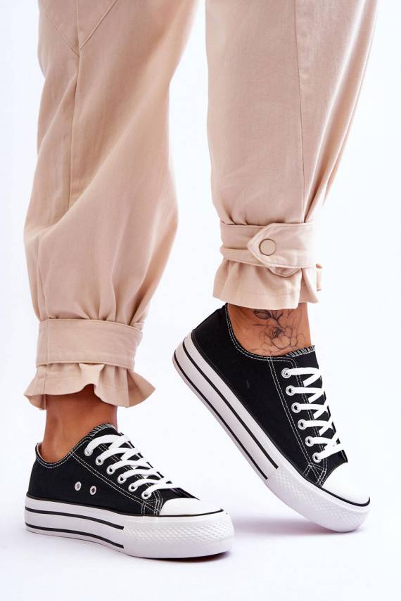 Sieviešu apavi ar platformu melnas krāsas Ember