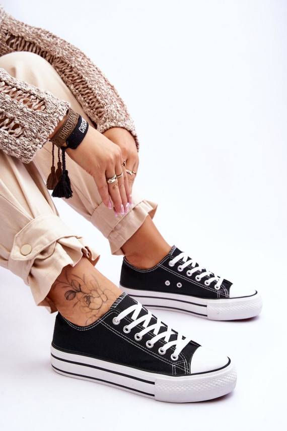 Sieviešu apavi ar platformu melnas krāsas Ember