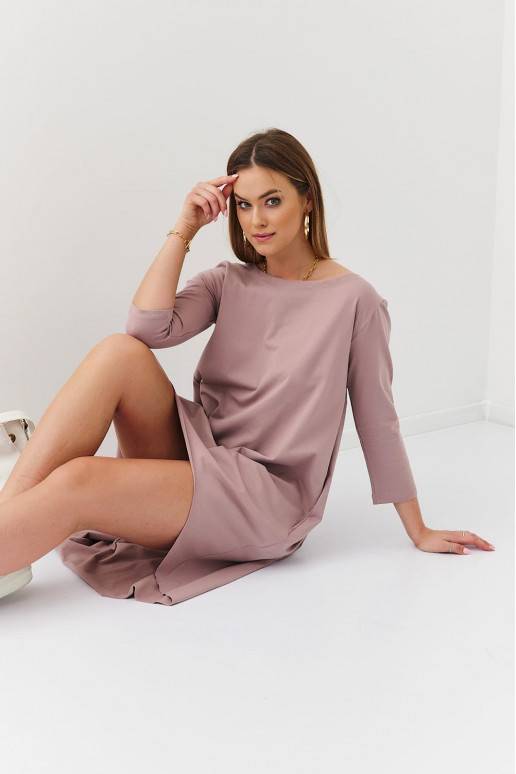 Asimetriska kleita oversize kapučīno krāsas FK613  Asimetriska kleita oversize kapučīno krāsas FK613