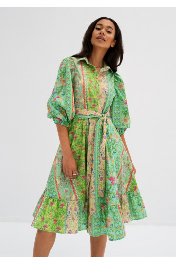 Birdie - Minty boho apdrukas midi kleita  2