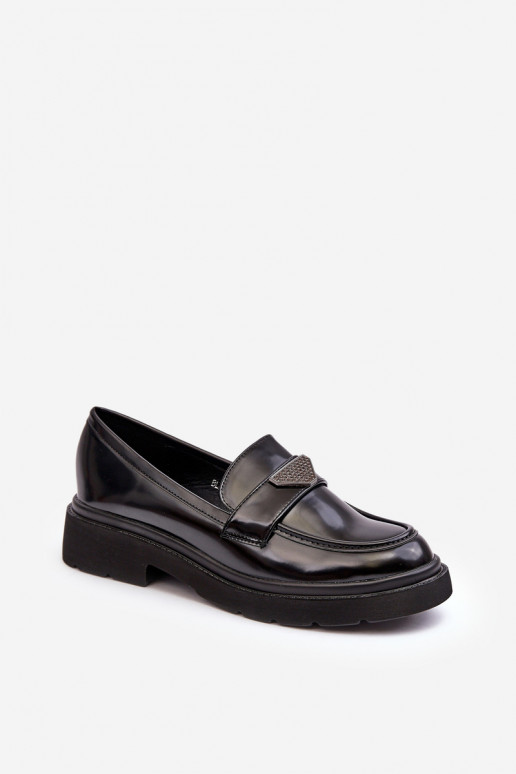   apavi Mokasīni ar platiem papēžiem melnas krāsas Venla