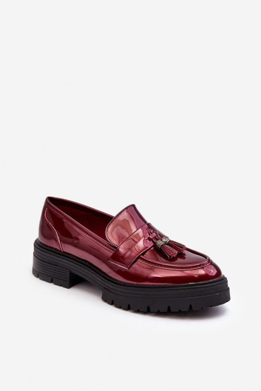 Laque apavi Mokasīni ar bārkstīm bordo krāsas Velenase