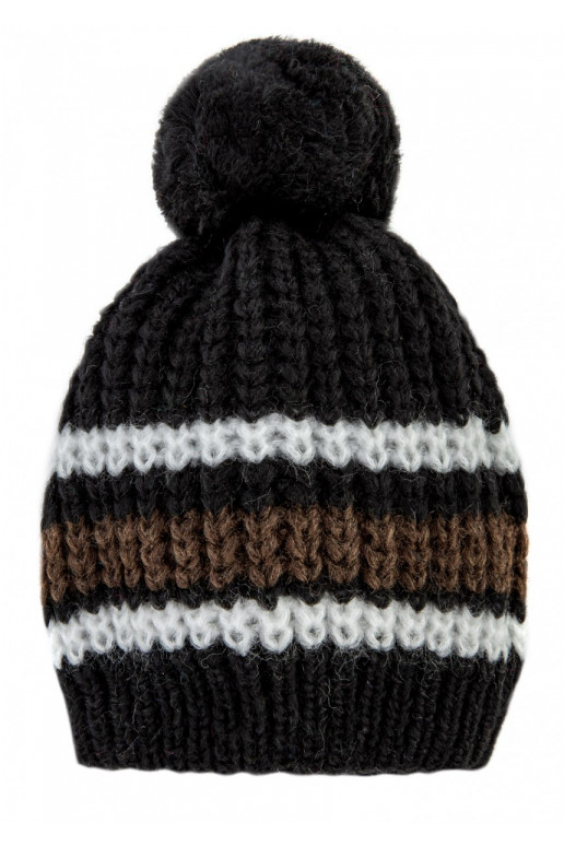 Melna krāsa svītrains silta ziemas cepure