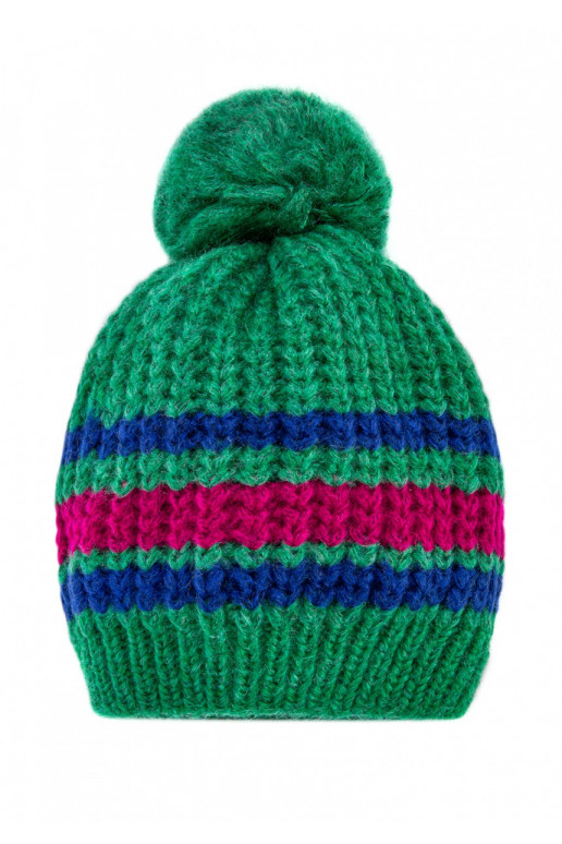 Zaļā krāsa svītrains silta ziemas cepure