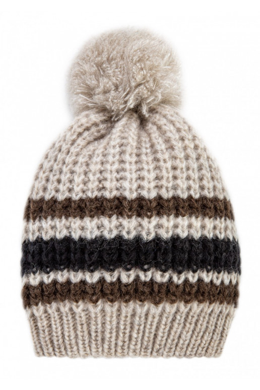 Brūna krāsa svītrains silta ziemas cepure
