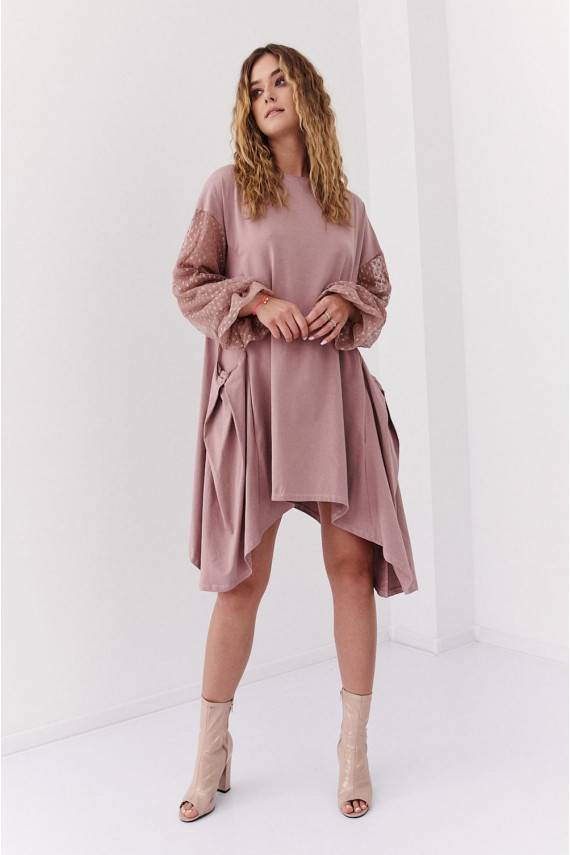  Asimetriska kleita oversize  kapučīno krāsas FK615