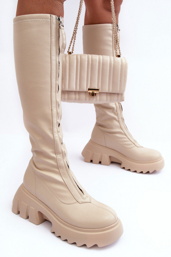   garie zābaki ar platformu ar rāvējslēdzējiem smilšu krāsas Ringo